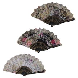 blancho bedding Foldable Raw Silk Printing Folding Fan 3807BLK-GOLDRUSH-FLOWER-MIXED-8PC