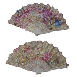 blancho bedding Foldable Raw Silk Printing Folding Fan 3807W-GOLDRUSH-FLOWER-MIXED-4PC