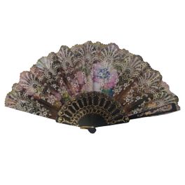 blancho bedding Foldable Raw Silk Printing Folding Fan 3812BLK-DAISY-SATIN-BROWN-2PC