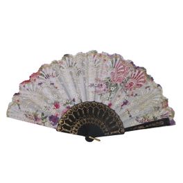 blancho bedding Foldable Raw Silk Printing Folding Fan 3812BLK-DAISY-SATIN-WHITE-2PC