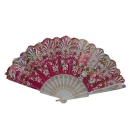 blancho bedding Foldable Raw Silk Printing Folding Fan 3812W-DAISY-SATIN-PINK-2PC