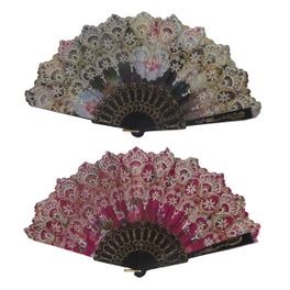 blancho bedding Foldable Raw Silk Printing Folding Fan 44BLK-SWIRLY-MIXED-4PC