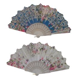 blancho bedding Foldable Raw Silk Printing Folding Fan 44W-SWIRLY-MIXED-4PC