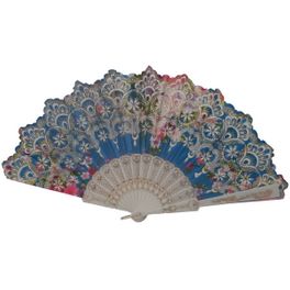 blancho bedding Foldable Raw Silk Printing Folding Fan 44W-SWIRLY-BLUE-2PC