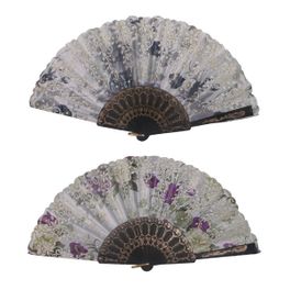 blancho bedding Foldable Raw Silk Printing Folding Fan 573BLK-SATIN-LOTUS-MIXED-8PC