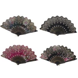 blancho bedding Foldable Raw Silk Printing Folding Fan 774BLK-ROSE-MIXED-4PC