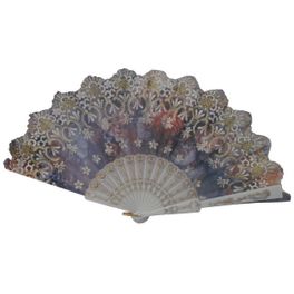 blancho bedding Foldable Raw Silk Printing Folding Fan 774W-ROSE-GREY-2PC