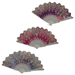 blancho bedding Foldable Raw Silk Printing Folding Fan 774W-ROSE-MIXED-4PC