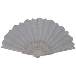 blancho bedding Foldable Raw Silk Printing Folding Fan 99W-SYLVERFLOWER-WHITE-2PC