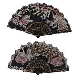 blancho bedding Foldable Raw Silk Printing Folding Fan BLK22-PEACOCK-MIXED-4PC
