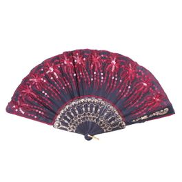 blancho bedding Foldable Raw Silk Printing Folding Fan FS004-1-FIREWORKS-RED-2PC