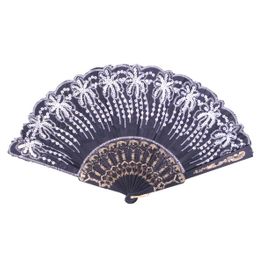 blancho bedding Foldable Raw Silk Printing Folding Fan FS004-1-FIREWORKS-SYLVER-2PC