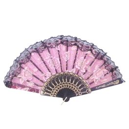 blancho bedding Foldable Raw Silk Printing Folding Fan FS008-ROSE-GOLD-GLITTER-RED-2PC
