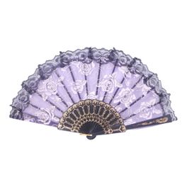 blancho bedding Foldable Raw Silk Printing Folding Fan FS008-ROSE-GOLD-GLITTER-PURPLE-2PC