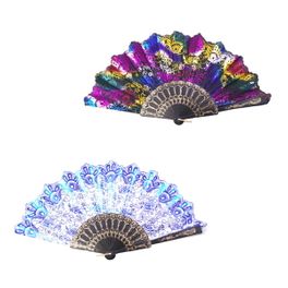 blancho bedding Foldable Raw Silk Printing Folding Fan FS028-METALIC-MIXED-8PC