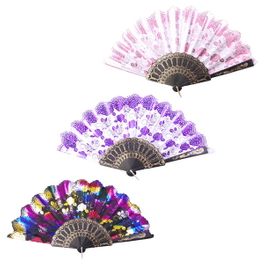 blancho bedding Foldable Raw Silk Printing Folding Fan FS029-METALIC-MIXED-8PC