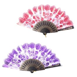blancho bedding Foldable Raw Silk Printing Folding Fan FS030-METALIC-MIXED-4PC