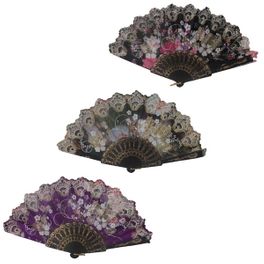 blancho bedding Foldable Raw Silk Printing Folding Fan FS1425BLK-MIXED-4PC