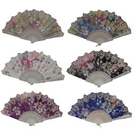 blancho bedding Foldable Raw Silk Printing Folding Fan FS1425W-MIXED-8PC