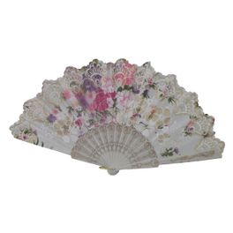blancho bedding Foldable Raw Silk Printing Folding Fan FS1425W-SATIN-WHITE-2PC