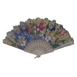 blancho bedding Foldable Raw Silk Printing Folding Fan FS1425W-SKY-BLUE-2PC