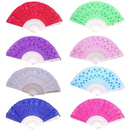 blancho bedding Foldable Raw Silk Printing Folding Fan LG-306-SEQUIN-MIXED-8PC