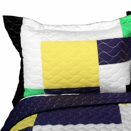 Blancho Bedding [Football Field] 3PC Vermicelli - Quilted Patchwork Quilt Set (Full/Queen Size)