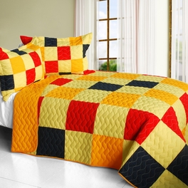 blancho bedding [Football Glory] 3PC Vermicelli-Quilted Patchwork Quilt Set (Full/Queen Size)