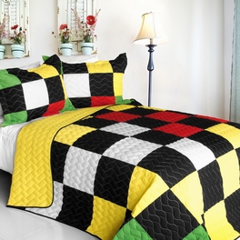 blancho bedding [Forever] 3PC Vermicelli - Quilted Patchwork Quilt Set (Full/Queen Size)