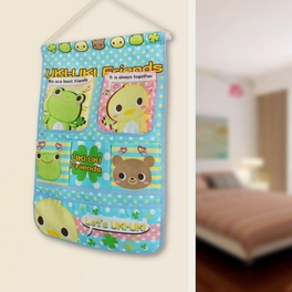 Blancho Bedding [Frog & Chicken] Blue/Wall Hanging/ Hanging Baskets / Wall Baskets / Baskets (14*19)