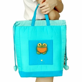 Blancho Bedding [Frog Prince] Embroidered Applique Kids HangBag / Drawstring Bag / Bucket Bag (9.8*11*3)