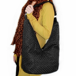 Blancho Bedding [Functional Demi]Black Satchel Hobo Handbag W/Shoulder Strap