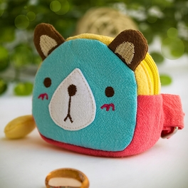 Blancho Bedding [Funny Bear] Embroidered Applique Fabric Art Wrist Wallet / Coin Purse / Wrist Pack (2.7*3.4)