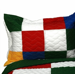 Blancho Bedding [Funny Magic Cube] 3PC Vermicelli - Quilted Patchwork Quilt Set (Full/Queen Size)