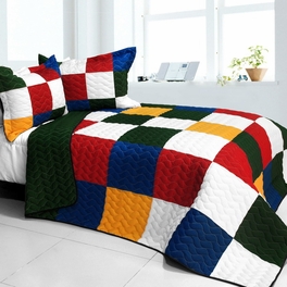 blancho bedding [Funny Magic Cube] 3PC Vermicelli - Quilted Patchwork Quilt Set (Full/Queen Size)
