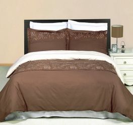 blancho bedding [Geneva Embroidered Printed Multi] 3PC Duvet covers Set (King/Cal-king)