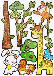 Blancho Bedding Giraffe Friends - Large Wall Decals Stickers Appliques Home Decor