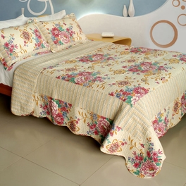 blancho bedding [Girl Memories] Cotton 3PC Vermicelli-Quilted Printed Quilt Set (Full/Queen Size)