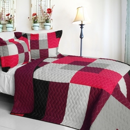 blancho bedding [Girls daydream] 3PC Vermicelli-Quilted Patchwork Quilt Set (Full/Queen Size)