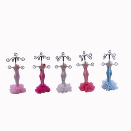 Blancho Bedding Girly - Set Of 5 Dress Up Doll Necklace Display - Mini Jewelry Holder Jewelry Stand Combos (H) 7" X (W) 3"