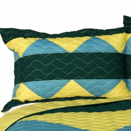 Blancho Bedding [Gloomy Sunday] 3PC Vermicelli-Quilted Patchwork Quilt Set (Full/Queen Size)