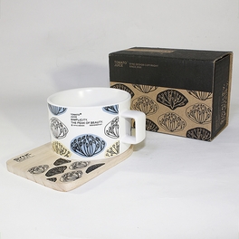 Blancho Bedding [Glossy Ganoderm ] Espresso Cup / Wood Coaster (2.5 Inch Height)