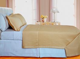 blancho bedding Gold Checkered Coverlet Set 3PC Egyptian cotton 400 Thread count(Full/Queen Size)