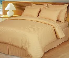 blancho bedding Gold Damask Stripe Down Alternative 4-pc Comforter Set 100% Egyptian cotton 600 Thread count(King/Calking)