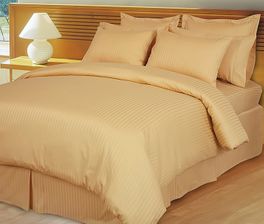blancho bedding Gold Damask Stripe Down Alternative 4-pc Comforter Set 100% Egyptian cotton 600 Thread count(Full/Queen)