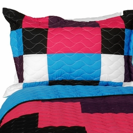 Blancho Bedding [Gonna Lie] Vermicelli-Quilted Patchwork Geometric Quilt Set Full/Queen