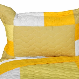 Blancho Bedding [Gorgeous Sunshine] Vermicelli-Quilted Patchwork Plaid Quilt Set Full/Queen