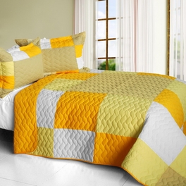 blancho bedding [Gorgeous Sunshine] Vermicelli-Quilted Patchwork Plaid Quilt Set Full/Queen