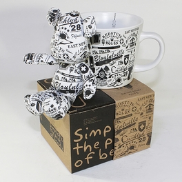 Blancho Bedding [Graffiti] Stuffed Bear Mug (3.3 Inch Height)