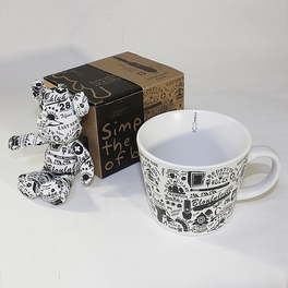 Blancho Bedding [Graffiti] Stuffed Bear Mug (3.3 Inch Height)